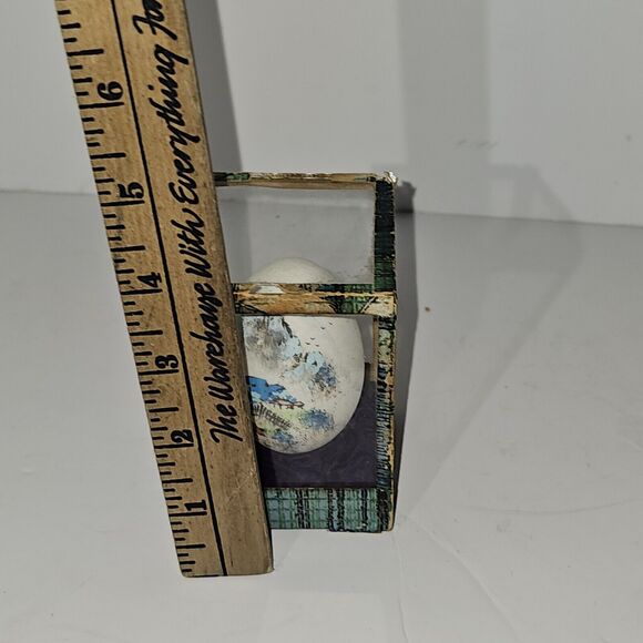 Antique Egg In Glass&Wooden Display Case Asian Handpainted - Picture 9 of 11